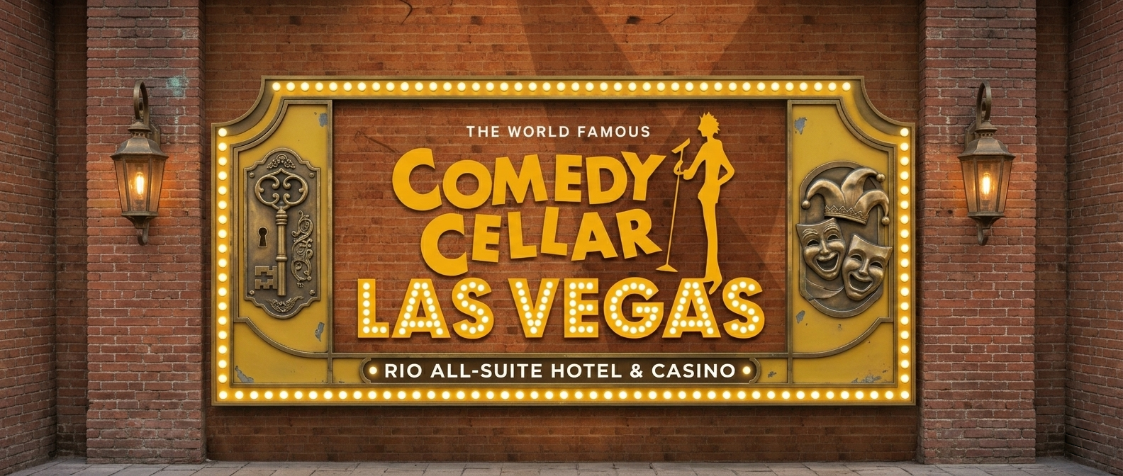 Comedian performing on stage at Comedy Cellar Las Vegas