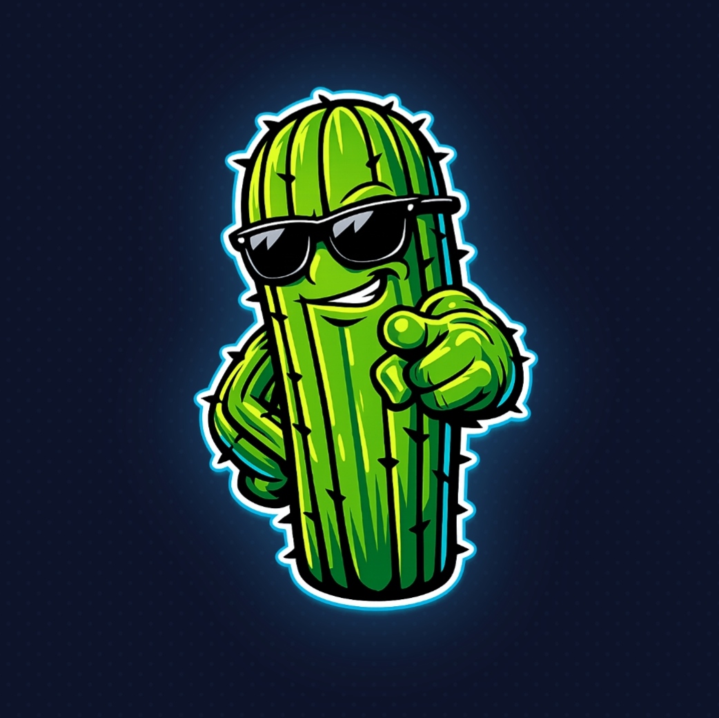 Spike, the Vegas Sidekick mascot — a cool cartoon cactus in sunglasses